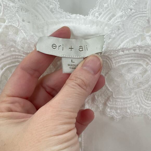 Anthropologie Eri + Ali L Gustavia Dress White Cotton Lace Embroidered Prairie - Picture 9 of 13